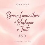 Brows, Lashes & Threading - Brow Lamination + Reshape + Tint  $90